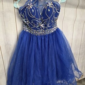 Muse Sapphire Blue Prom Dress with Sequin Details